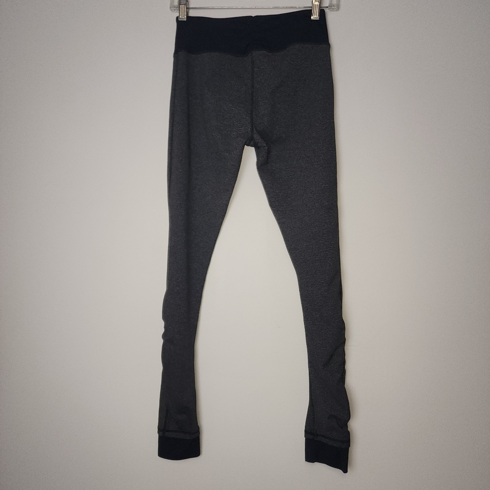 Kyodan grey black mini striped rouched long‎ warm leggings